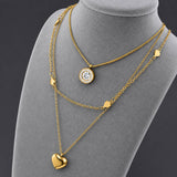 Hearts Necklace, 18K Gold Plated Steel