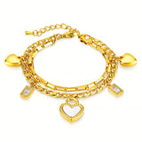 Hearts Bracelet, 18K Gold Plated Steel
