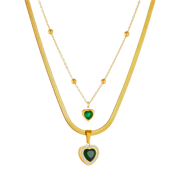Hearts Necklace, 18K Gold Plated Steel