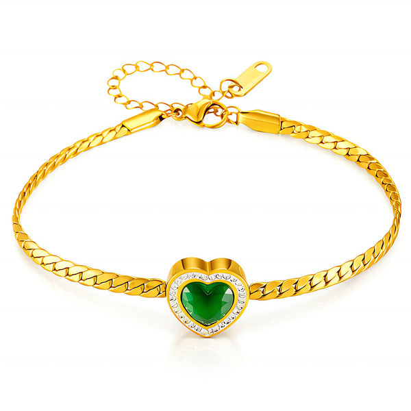 Heart Bracelet, 18K Gold Plated Steel