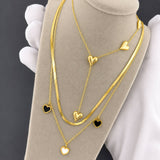 Hearts Necklace, 18K Gold Plated Steel