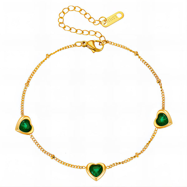 Hearts Bracelet, 18K Gold Plated Steel