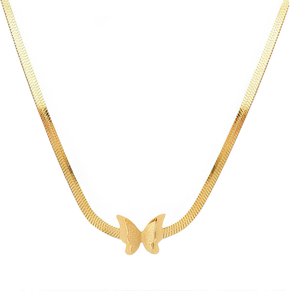 Butterfly Necklace, 18K Gold Plated Steel