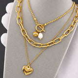 Necklace, 18K Gold Plated Steel
