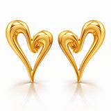 Hearts Earrings, 18K Gold Plated Steel