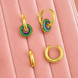 Earrings, 18K Gold Plated Steel