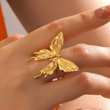 Ring Butterfly 18K Gold Plated Steel