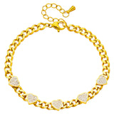 Hearts Bracelet, 18K Gold Plated Steel