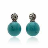 Turquoise Like 12mm Ball Drop .925 Sterling Silver Stud