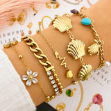 Seashells Bracelet, 18K Gold Plated Steel