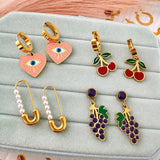 Earrings, 18K Gold Plated Steel