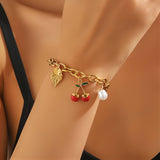 Cherry Bracelet, 18K Gold Plated Steel