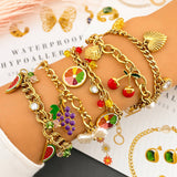Cherry Bracelet, 18K Gold Plated Steel