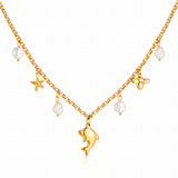 Dolphin Necklace, 18K Gold Plated Steel