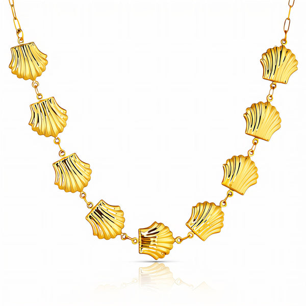 Seashells Necklace, 18K Gold Plated Steel