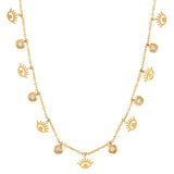Evil Eyes Necklace, 18K Gold Plated Steel