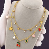 Evil Eyes Necklace, 18K Gold Plated Steel