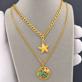 Starfishs Necklace, 18K Gold Plated Steel