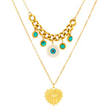 Evil Eyes Necklace, 18K Gold Plated Steel
