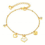 Hearts Bracelet, 18K Gold Plated Steel