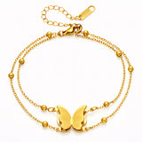 Butterfly Bracelet, 18K Gold Plated Steel