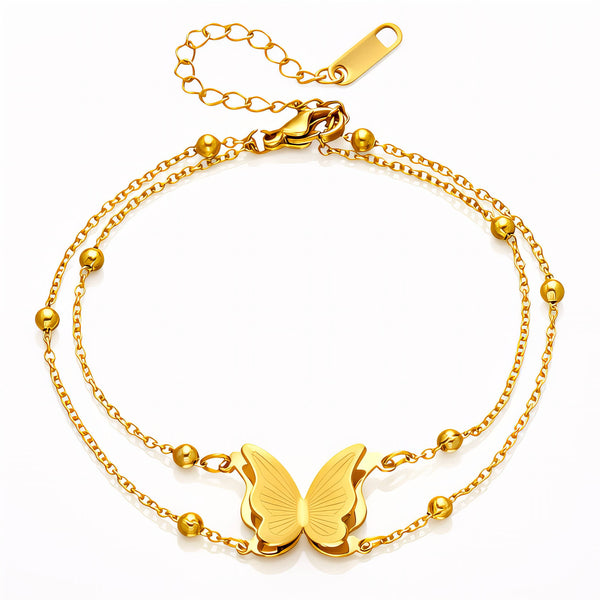 Butterfly Bracelet, 18K Gold Plated Steel