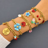 Cherry Bracelet, 18K Gold Plated Steel
