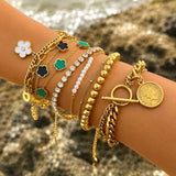 Bracelet, 18K Gold Plated Steel