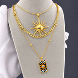Sun Necklace, 18K Gold Plated Steel