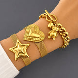 Hearts Bracelet, 18K Gold Plated Steel