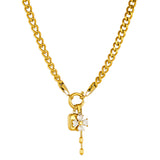 Flower Necklace, 18K Gold Plated Steel