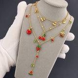 Cherry Necklace, 18K Gold Plated Steel