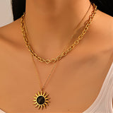Sun Necklace, 18K Gold Plated Steel