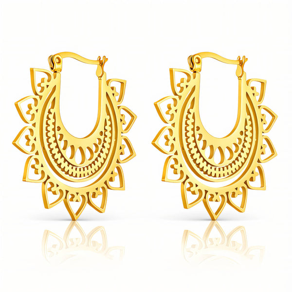 Hearts Earrings, 18K Gold Plated Steel