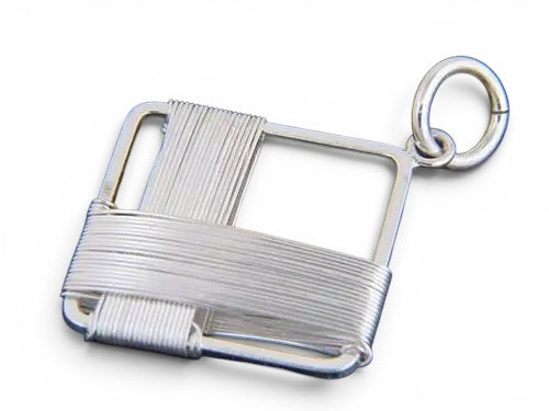 Wire Wound Square Sterling Silver Pendant | .925 Stamped