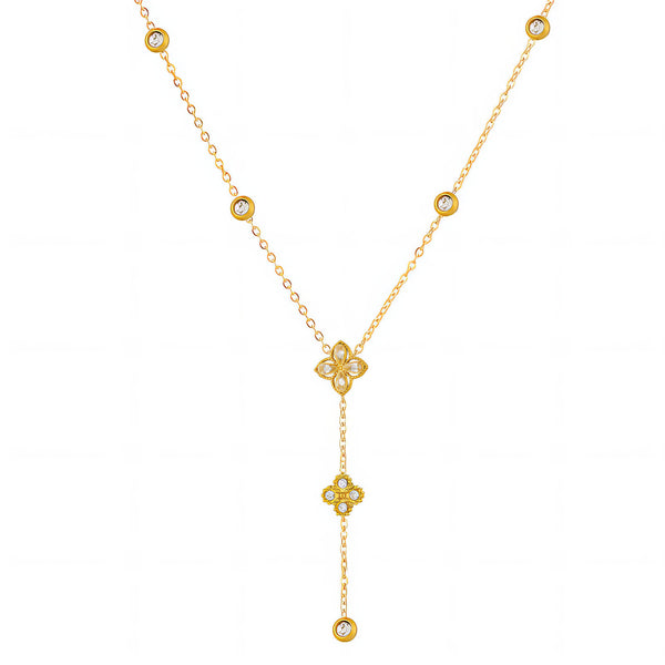 Flowers Necklace, 18K Gold Plated Steel
