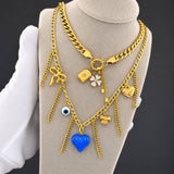 Hearts Necklace, 18K Gold Plated Steel