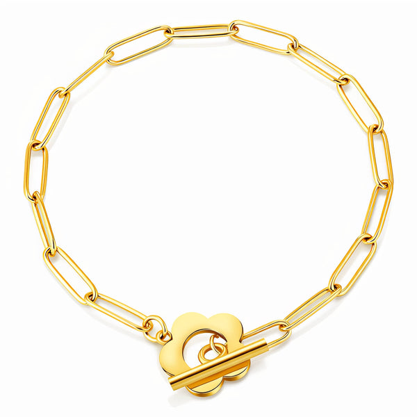 Flower Bracelet, 18K Gold Plated Steel