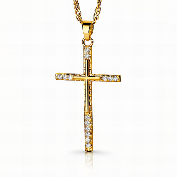 Crosse Necklace, 18K Gold Plated Steel