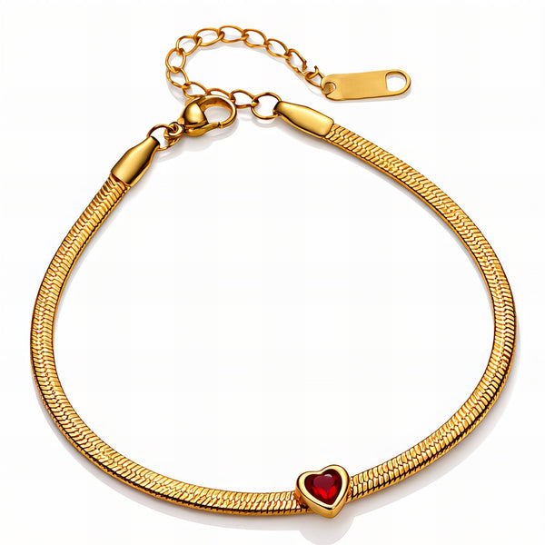 Heart Bracelet, 18K Gold Plated Steel