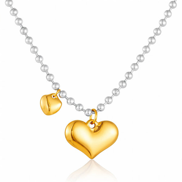 Hearts Necklace, 18K Gold Plated Steel