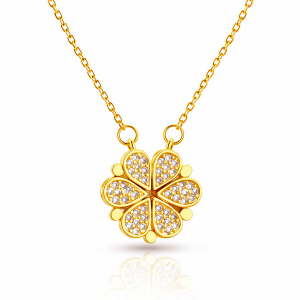 Flower Necklace, 18K Gold Plated Steel