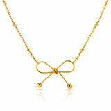 Bow Necklace, 18K Gold Plated Steel