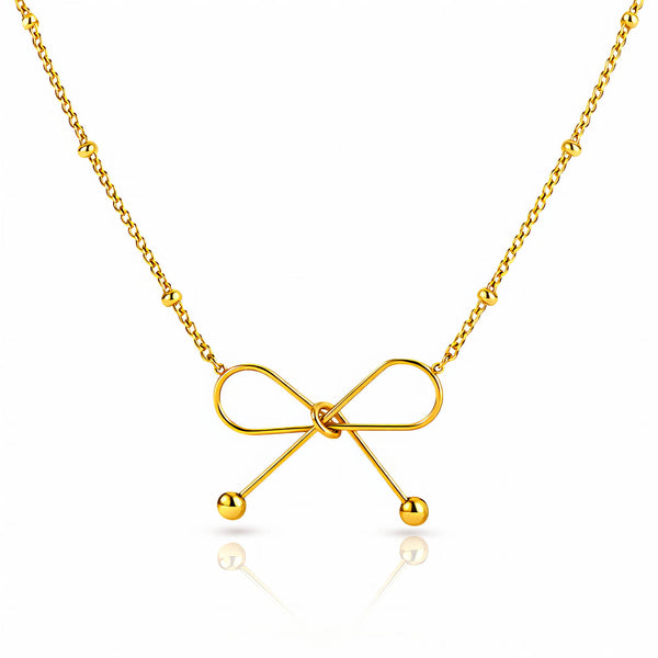 Bow Necklace, 18K Gold Plated Steel