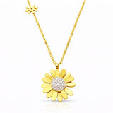 Flowers Necklace, 18K Gold Plated Steel