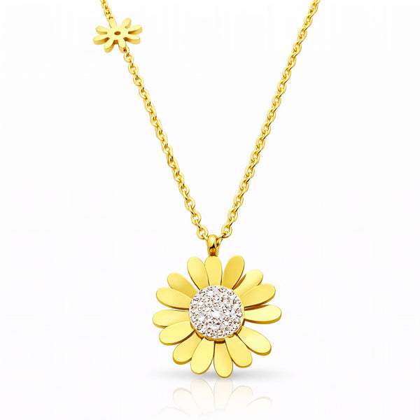 Flowers Necklace, 18K Gold Plated Steel