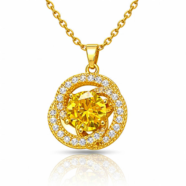 Flower Necklace, 18K Gold Plated Steel