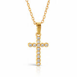 Cross Necklace, 18K Gold Plated Steel