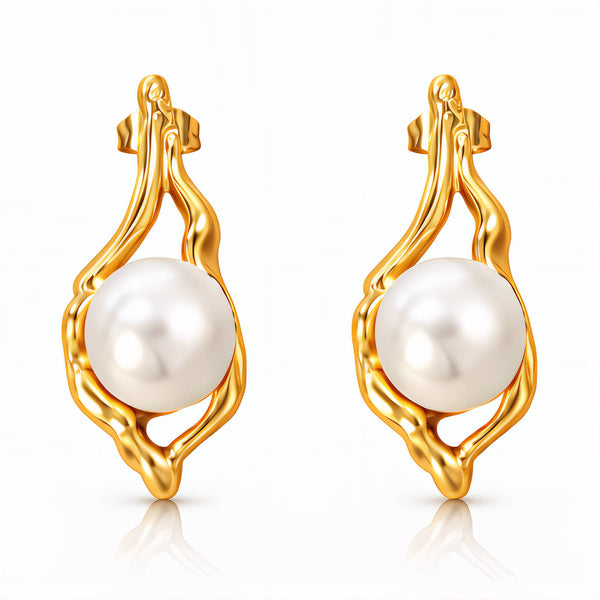 Earrings, 18K Gold Plated Steel
