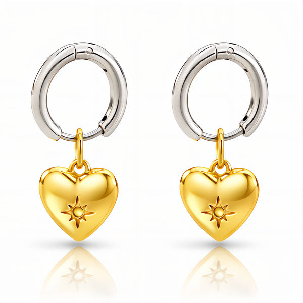 Hearts Earrings, 18K Gold Plated Steel